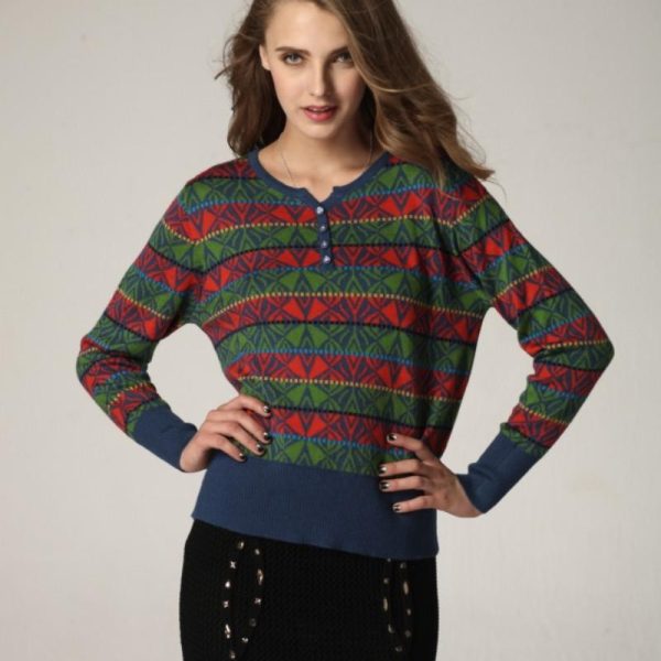 Women's Striped V-Neck Top