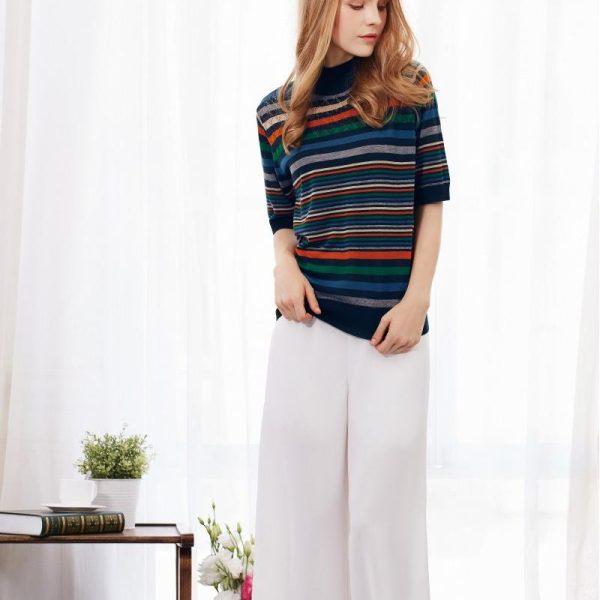 Women's Striped crew neck top