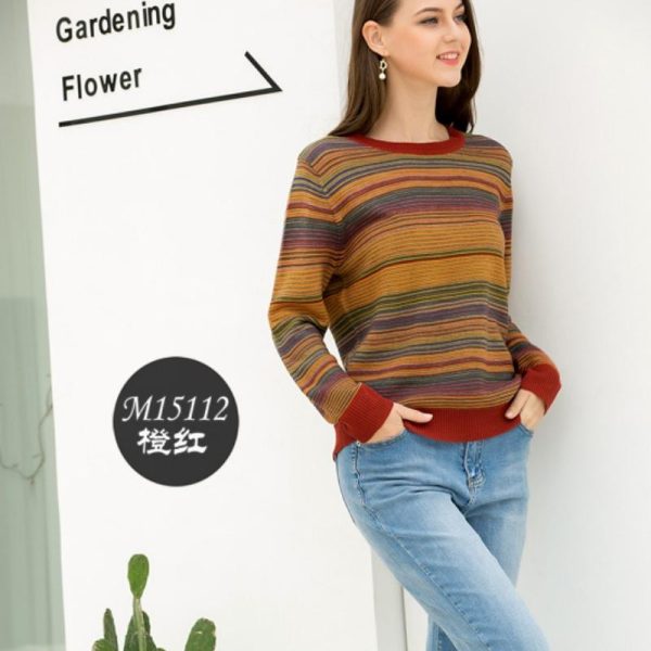 Women's Striped crew neck top