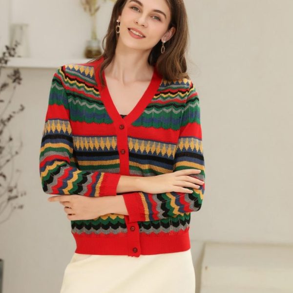 Women's Striped V-Neck Top