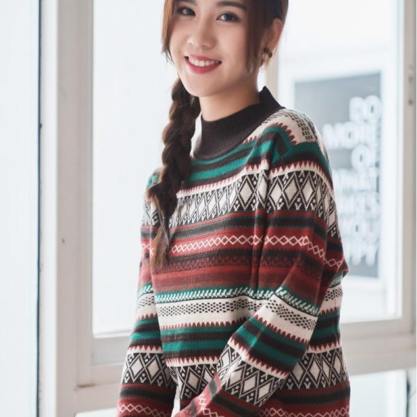 Women's striped turtleneck top