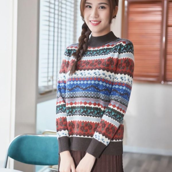 Women's striped turtleneck top