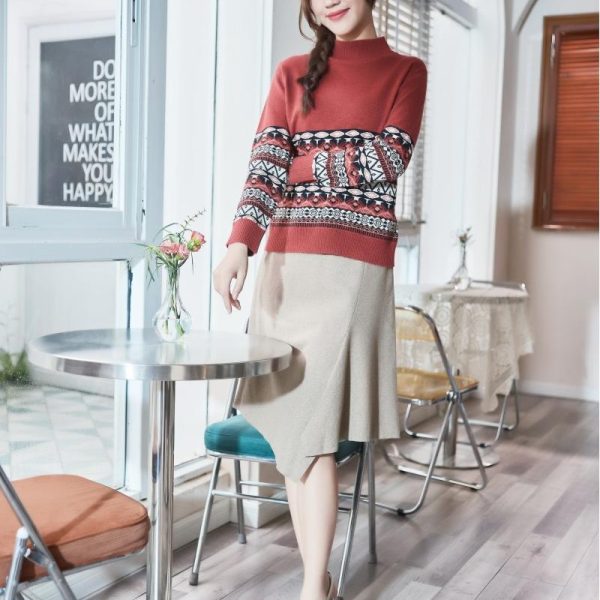 Women's striped turtleneck top