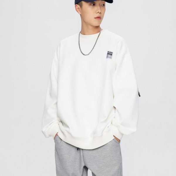 Simple White Crew Neck Sweatshirt